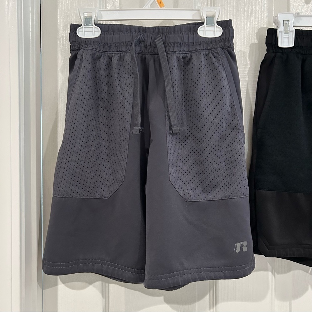 Russell Youth Boys Athletic Activewear Shorts Set Sz L 10/12 Black Gray Pockets - Picture 8 of 15